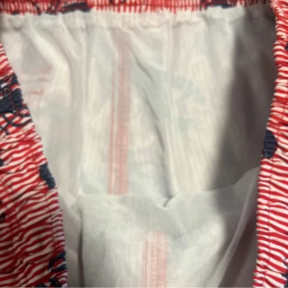 Rainforest Shorts Mens Medium M Blue Stripe AOP Lobster Print Lined Swim Trunks - Picture 6 of 8